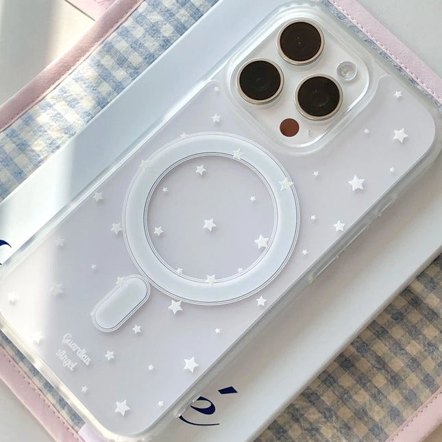 Korean Ins Creative White Star Simple Cartoon Cute For Magsafe Phone Case For iPhone 11 12 13 14 15 16 Pro Max Plus Matte Cover