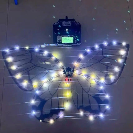 Flysky RC Butterfly Drone Bionic Flying Insect Toy with LED Light & Colorful Wings Remote Control Drone for Wedding Proposal