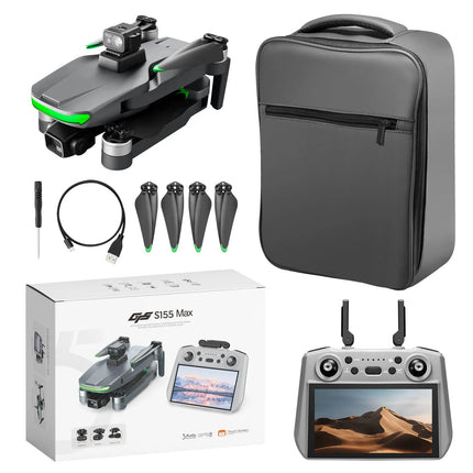 S155 MAX Drone GPS WIFI 3KM FPV 3-axis Gimbal 2.7K Dual Camera 360° Obstacle Avoidance Quadcopter 7.2" Screen Control