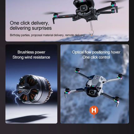 K900 Foldable RC Drone,4.5"Screen Remote,AirDrop,4-Way Obstacle Avoid,2K FPV,Optical Flow Positioning,Birthday Holiday Gift Toy
