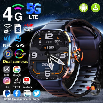 2.40 inch Larger Screen 4G/5G Smartwatch With 190° Rotary Camera GPS Position WIFI Connect App Download Android 10.0 Smart Watch