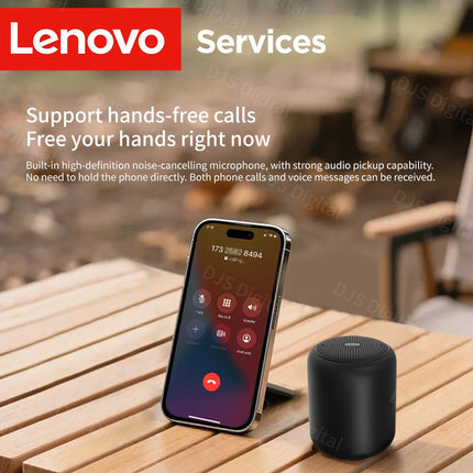 Lenovo Portable Bluetooth 5.4 Speaker, 1200mAh Battery Compact Subwoofer, IPX4 Waterproof 360° Surround Sound for Outdoor & Home