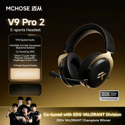 MCHOSE V9 Pro 2 Quad-Mode Wireless Gaming Headset 53mm Driver 300h Battery 2000mAh 280g Lightweight for PS5 Esports Hi-Res Audio