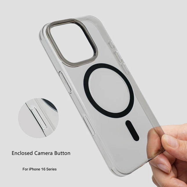Ultrathin Transparent for MagSafe Phone Case for iPhone 16 17Pro Max 17 15 Pro Camera Button Clear Wireless Charging Cover