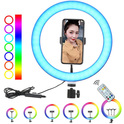 RGB Ring Light Selfie Light 14inch 12inch 10inch Photo Ringlight Remote Control, Dimmable LED Ring Light Phone Lamp Photography