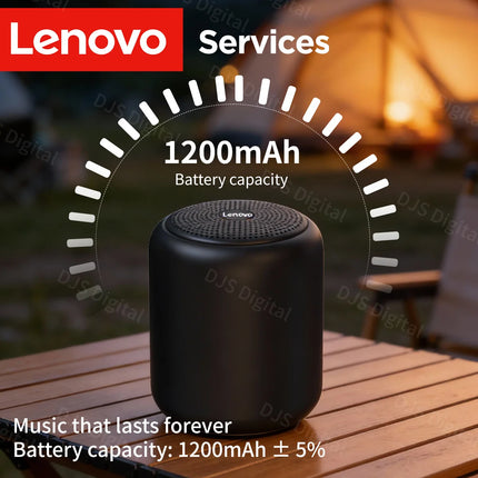 Lenovo Portable Bluetooth 5.4 Speaker, 1200mAh Battery Compact Subwoofer, IPX4 Waterproof 360° Surround Sound for Outdoor & Home