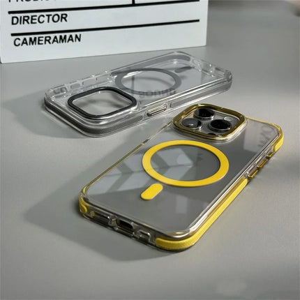 Magnetic Shockproof Clear For Magsafe Phone Case For iPhone 16 15 14 13 12 Pro Max 11 Wireless Charging Air Cushion Bumper Cover