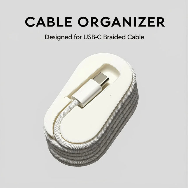 Portable Cable Winder Organizer, Desktop Cord Storage Holder for 1m Type-C to C Braided Charging Cable