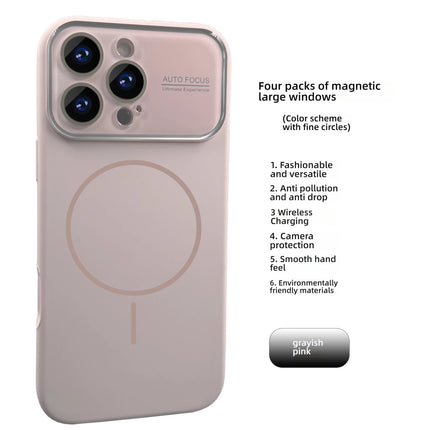 Large Window For Magsafe Phone Case For iPhone 16 15 14 17 Pro Max Acrylic Wireless Charging Shockproof Protection Phone Cover