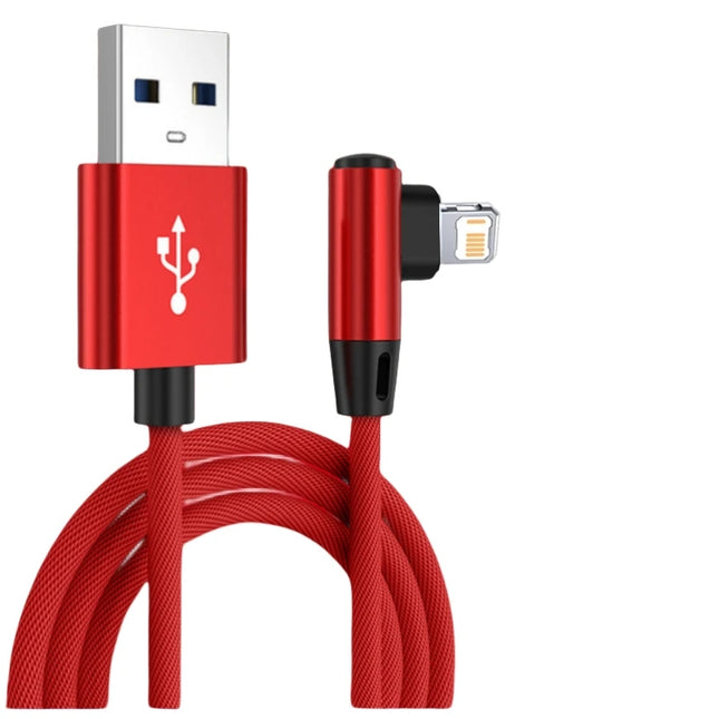 For Gaming Elbow Fast Charger Cable for iPhone 14 8 7 6S Plus 13 12 mini 11 Pro XS Max XR X 90 Degree Braided USB Charging Cable