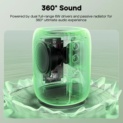 Tribit StormBox Mini Portable Bluetooth Speaker, 12W, 360° Sound, IPX7 Waterproof, LED Light, 12H Playtime, TWS Pairing