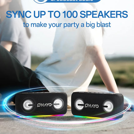 OHYAO Bluetooth Speaker 6.0, 60W Stereo Sound, Titanium Membrane Drivers, RGB Lights, Individual EQ, For Home, Outdoors, Garden