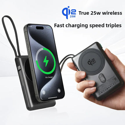 [CCC With QR code] Qi2.2 25W Magnetic Wireless Power Bank Semi-Solid Battery 10000mAh PD30W Type C Stand Charger For Notebook