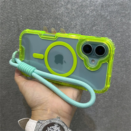 Luxury With Lanyard Clear For Magsafe Phone Case For iPhone 14 11 12 13 15 16 17 Pro Max Shockproof Armour Wrist Strap Cover