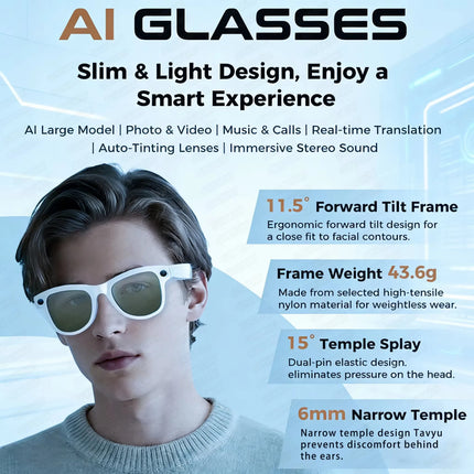 Smart Glasses M02 Ultra 2026 AI ChatGPT 1080P HD Camera 3600mAh Power Bank Charging Case 32GB Music Video Translation Sunglasses