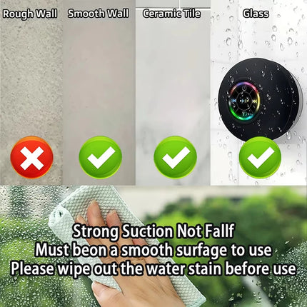 Lenovo Wall Speaker Portable Bluetooth Audio Ipx4 Waterproof Led Lights Bathroom Outdoor Large Suction Cup Can Be Adsorbed