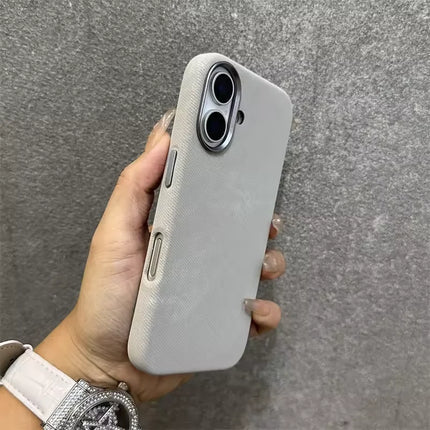for Magsafe Flannel Microfibre Pattern Phone Case for iPhone 16 Pro Max 13 14 15Pro Hardware Keys Camera Frame Back Hard Case