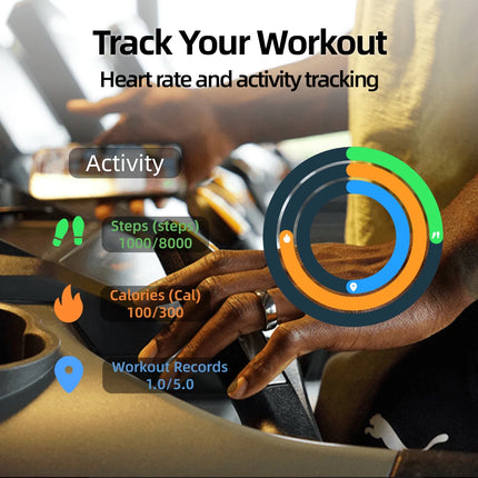 Smart Ring with ECG Function, Blood Pressure Heart Rate Body Temperature Monitoring, Activity Tracker IP68 5-8 Day Battery Gift