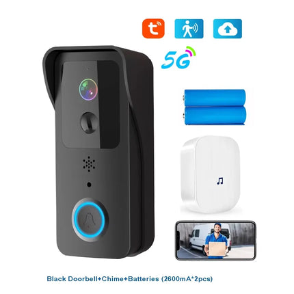 5G 2.4G WiFi Video Doorbell 1080P Tuya Smart Outdoor Wireless Intercom Waterproof Wireless Camera with AC/DC Power Supply