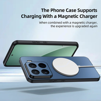 Luxury Matte For Magsafe Phone Case For Xiaomi 17 Pro Max 15 14 T POCO F7 Ultra Redmi K80 K70 K90 Pro Max Magnetic Charge Cover