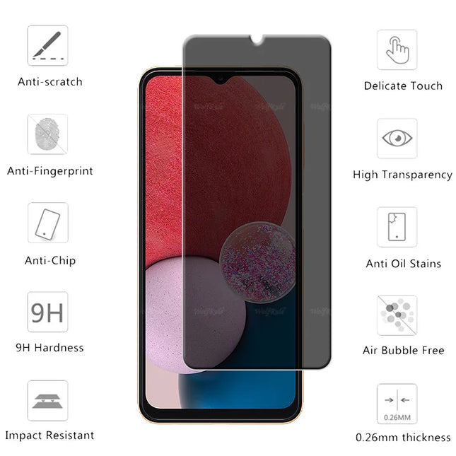 4Pcs For Samsung A13 Glass Samsung Galaxy A13 Tempered Glass 9H HD Privacy Anti-Spy Cover Glue Screen Protector Samsung A13 A 13