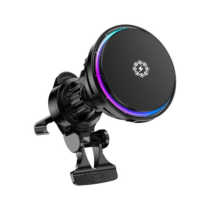 Magnetic Wireless Car Charger Phone Holder Ice Cooling RGB Tempered Glass Fast Charging Radiator For Magsafe iPhone Samsung