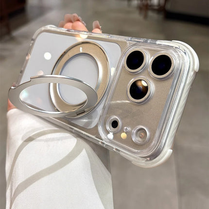 Crystal Clear For Magsafe Phone Case For iPhone 17 16 15 14 13 Pro Max Rotating Magnetic Bracket Holder Shockproof Bumper Cover