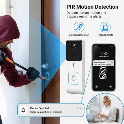 EseeCloud Video Doorbell Camera 5MP 5G/2.4G WiFi 4500mAh Battery Audio Door Bell With Phone Notification For Home Security