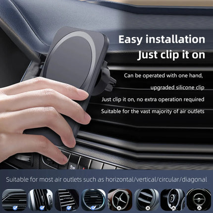 Mini Magnetic Wireless Charger Car Air Outlet Phone Holder Stand For Magsafe iPhone 16/15/14/13/12 Pro Max Car Fast Charging Pad