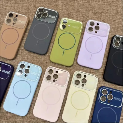 Large Window For Magsafe Phone Case For iPhone 16 15 14 17 Pro Max Acrylic Wireless Charging Shockproof Protection Phone Cover