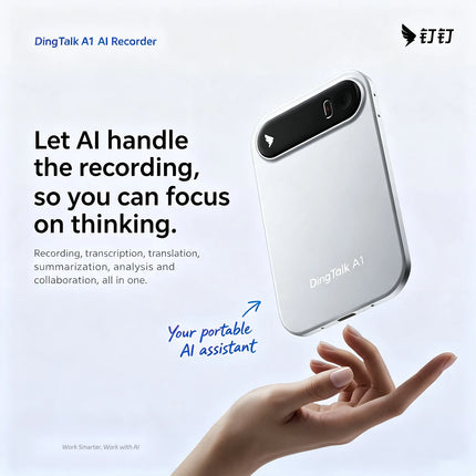 DingTalk A1 AI Voice Recorder, Record, Transcribe, Summarize & Generate Meeting Notes, Smart Portable Assistant for Work & Study