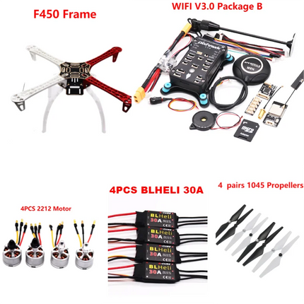 PixHawk2.4.8 Flight Control F450 Drone Kit Ardupilot 100MW Radio Telemetry Quadcopter BLHELI 30A 2212 Motor ESC Landing Gear