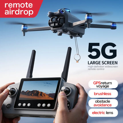 GT60 4K GPS Drone Professional with  4.5Inch Screen WiFi FPV Aerial Photography 360° Obstacle Avoidance Quadcopter Airdrop Toys