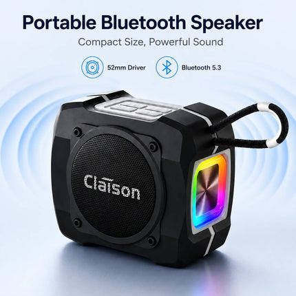 Portable Bluetooth Speaker, 52mm Driver, 5W Output, Bluetooth 5.3, TWS Pairing, RGB Light, FM Radio, TF Card, USB Playback