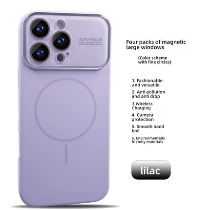 Large Window For Magsafe Phone Case For iPhone 16 15 14 17 Pro Max Acrylic Wireless Charging Shockproof Protection Phone Cover