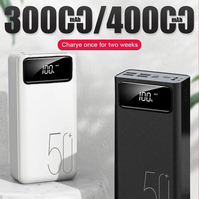 30000mAh/40000mAh Power Bank Micro USB QC Fast Charging Outdoor Camping Powerbank LED Display Portable External Battery Charger