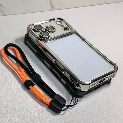 Fashion Transparent Four Corners Shockproof Phone Case for IPhone 17Air 17 13 12 11 Pro Max 16 15 14 Plus with Wrist Strap Cover