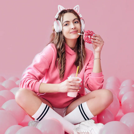 ONIKUMA X10 Gaming Headphones with Detachable Cute Cat Ear RBG Lighting Gaming Headset Gamer Earphone with HD Mic for PC Gaming