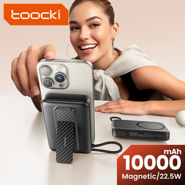 Toocki PowerBank 10000mAh Magnetic Wirelss 15W USB C PD 22.5W Fast Charge for iPhone 16 15 14 13 Portable Power Bank for Magsafe