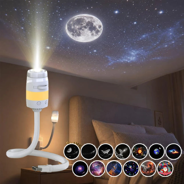 Mini Galaxy Projector Light USB LED Starry Sky Night Lamp Aurora Nebula Projection 360° Rotate Adjustable For Party Room Decor