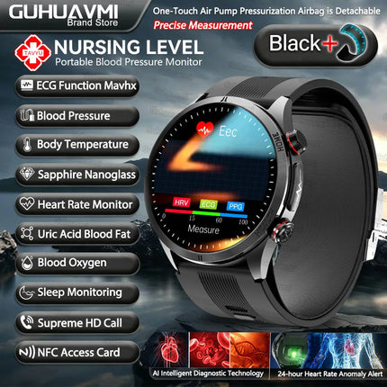 2026 New Upgrade Air Pump Blood Pressure Accurate Measure SmartWatch ECG Micro Physical Examination NFC Airbag Smart Watches Man