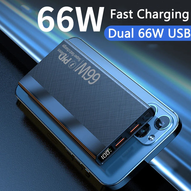 66W Power Bank 30000 mAh Poverbank  PD22.5W Fast Charge Portable Mobile Powerbank Four USB Charger Bateria for All Smartphones