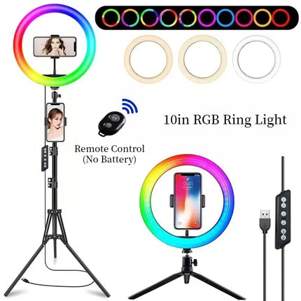 RGB Ring Light Lamp Ring Round With Remote Control For Smartphone Mobile Led Video Light Ring Make Live Photographic Lighting