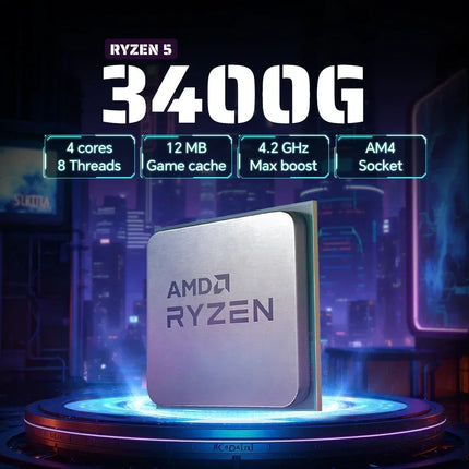 Dual Use Gaming Office AMD R5 3400G 4 Core 8 Thread 3.7GHz Turbo 4.2GHz Built in Vega 11 Save Discrete GPU Cost