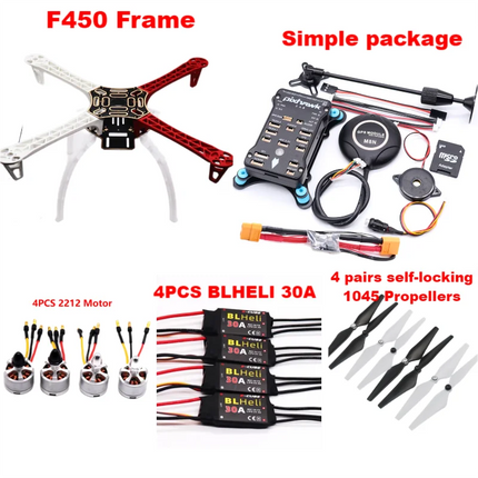 PixHawk2.4.8 Flight Control F450 Drone Kit Ardupilot 100MW Radio Telemetry Quadcopter BLHELI 30A 2212 Motor ESC Landing Gear