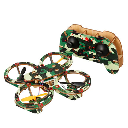 DIY Wooden Assemble Quadcopter Drone Kit, Remote Control Handmade Aircraft, STEM Science Educational Experiment Model