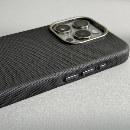 Alloy Lens Diamond Relief Leather Phone Case For iPhone 17 16Pro Max 16 15 14 Pro 13 Wireless Charging Magnetic Hard Armor Cover