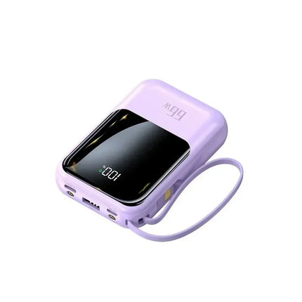 Power Bank 20000mAh 66W Fast Charging Portable Charger With Built-in Cable For Mobile Devices Mini Large Capacity Travel Backup