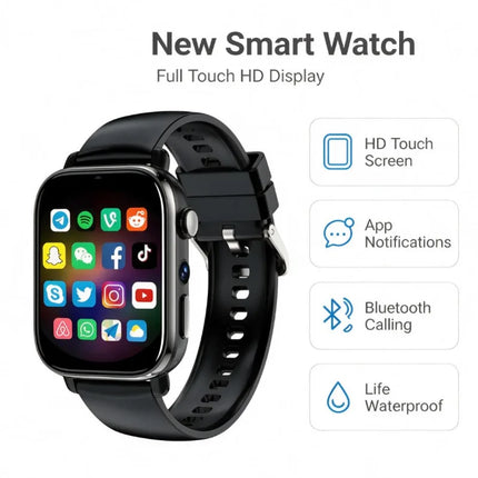 New Smart Watch with Full Touch HD Display, Built-in GPS & WiFi, Support SIM Card, Life Waterproof