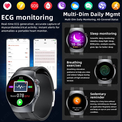 2026 New Airbag Measurement SOS Smart Watch Men ECG Air Pump Blood Pressure Blood Oxygen BT Call NFC Smartwatch For Android iOS